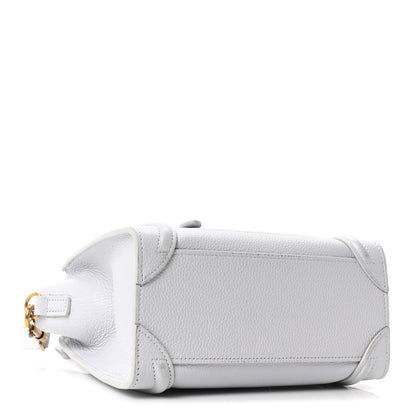 Drummed Calfskin Nano Luggage Pearl Blue