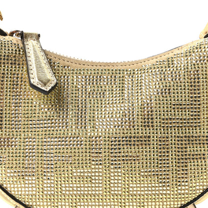 Crystal Vitello Laminato Suede FF Nano Fendigraphy Hobo Charm Platino