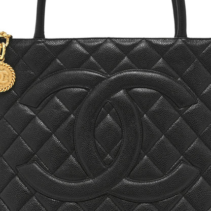 Caviar Quilted Medallion Tote Black