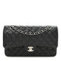 Caviar Quilted Medium Double Flap Black