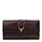 Metallic Snakeskin Soft Stirrup Wallet Brown