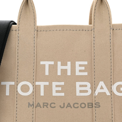Cotton Canvas Colorblock Small The Traveler Tote Bag Beige Multicolor