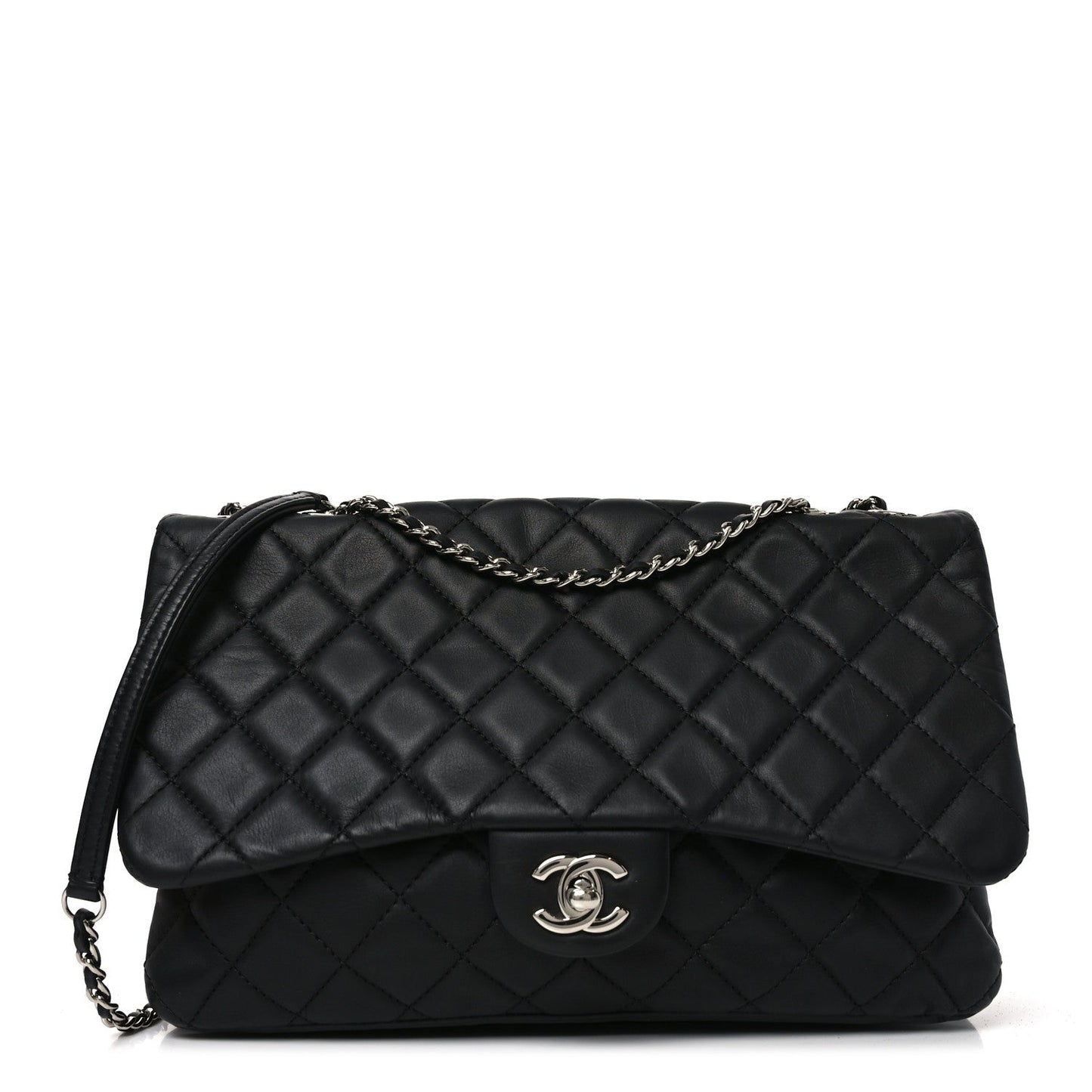 Lambskin Quilted Jumbo Chanel 3 Flap Bag Black