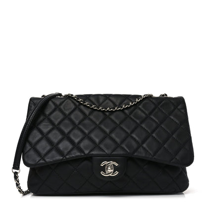 Lambskin Quilted Jumbo Chanel 3 Flap Bag Black