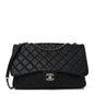 Lambskin Quilted Jumbo Chanel 3 Flap Bag Black