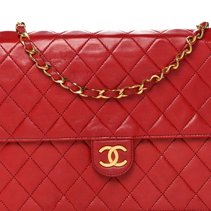 Lambskin Quilted Medium Single Flap Red