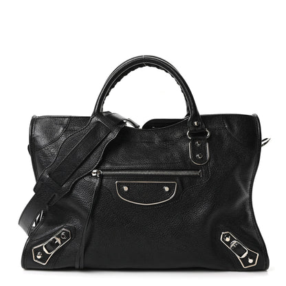 Chevre Silver Metallic Edge Hardware City Black