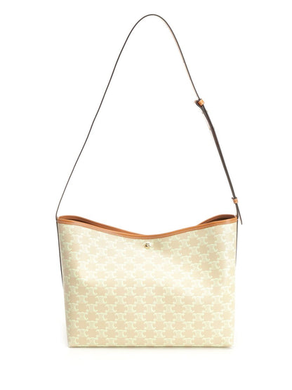 Celine Women Soft Shopper Triomphe Canvas And Calfskin