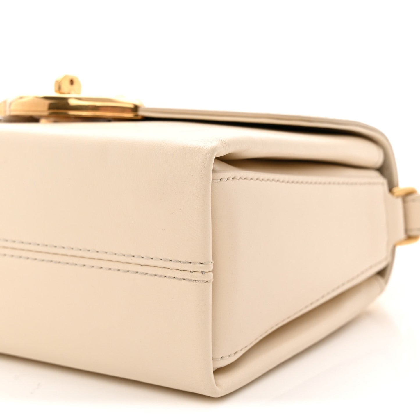 High Gloss Calfskin Lana Small Top Handle Eggshell
