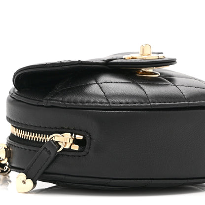 Lambskin Quilted CC In Love Heart Clutch With Chain Black