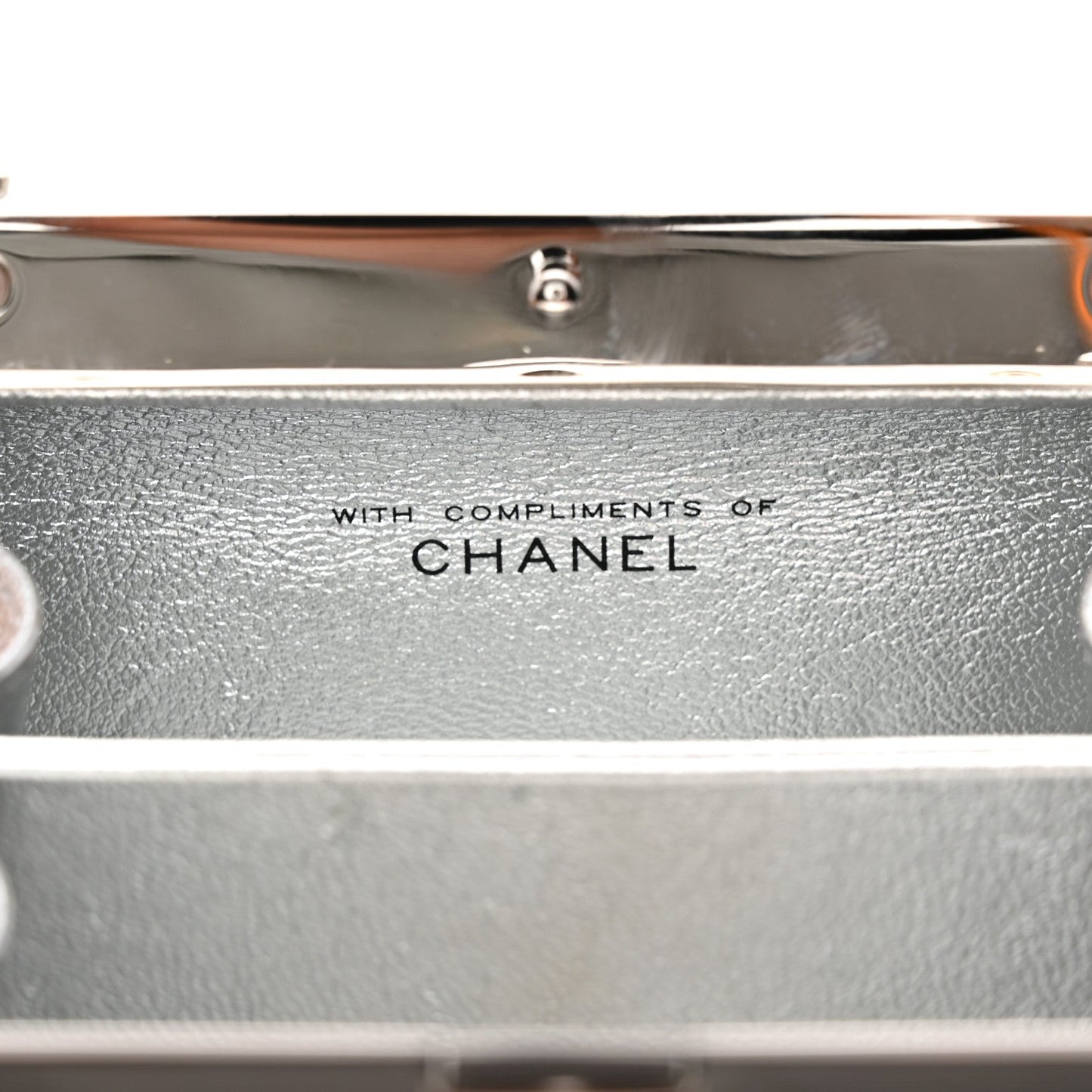 Metallic Calfskin Quilted Box Crossbody Silver