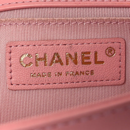 Lambskin Quilted Medium Boy Flap Light Pink