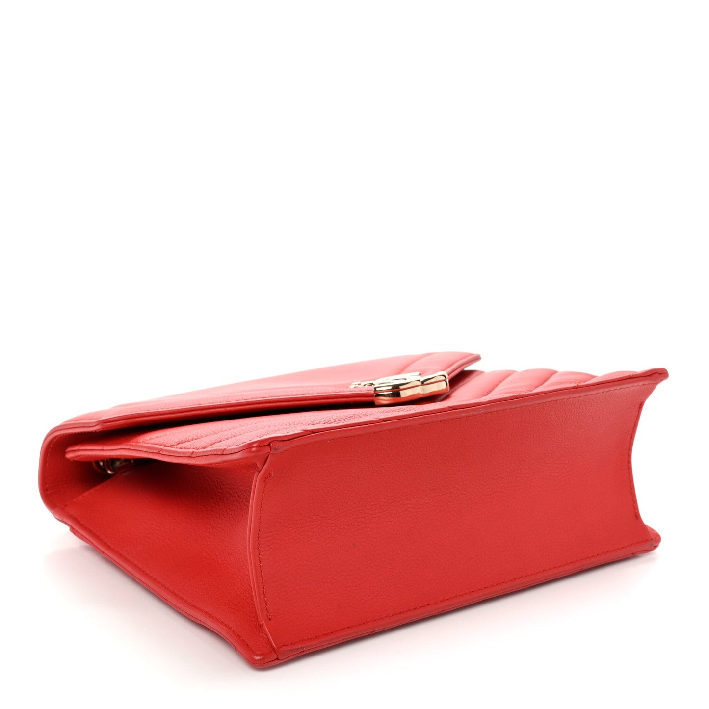 Calfskin Quilted Chevron Small Single Flap Red