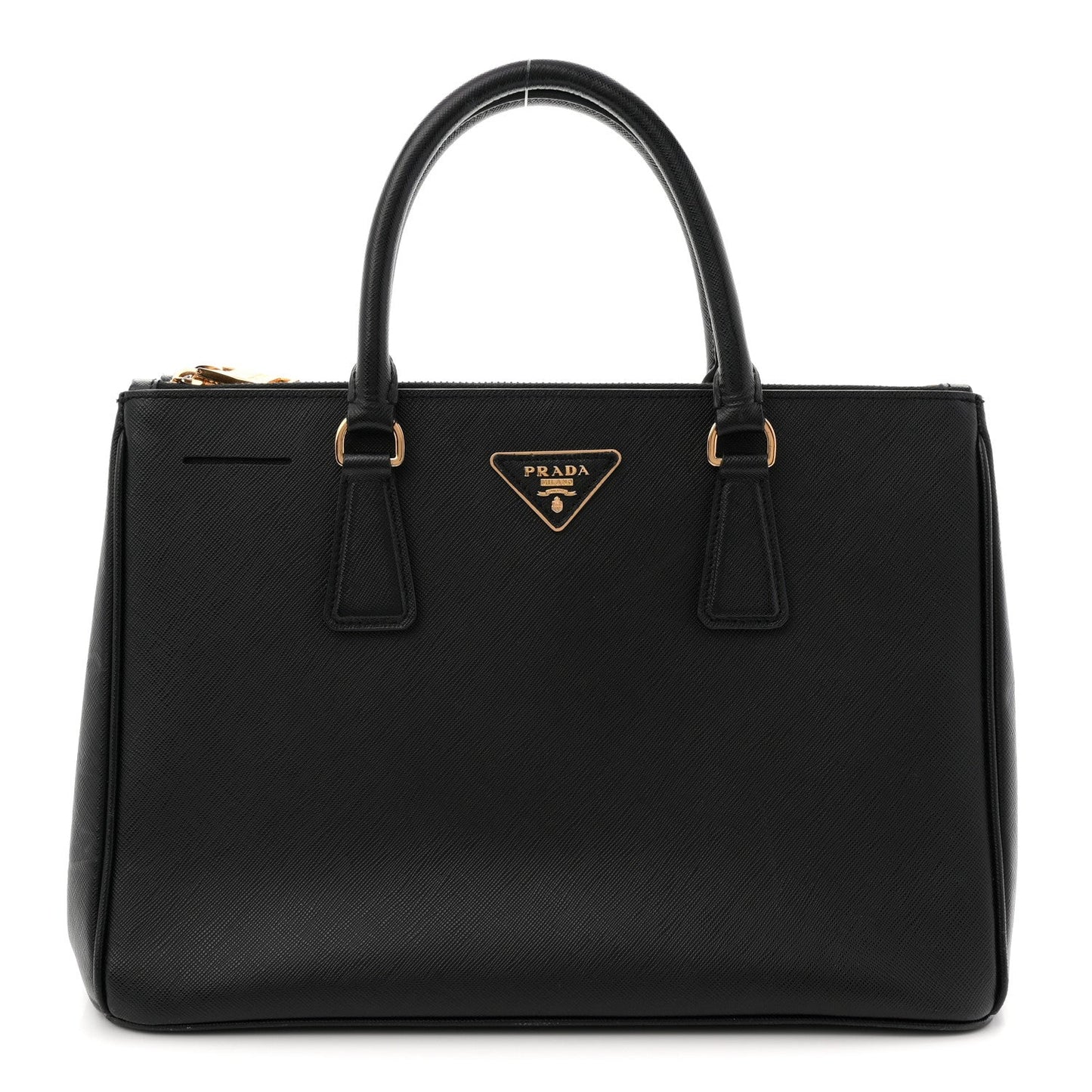 Saffiano Medium Galleria Double Zip Tote Black