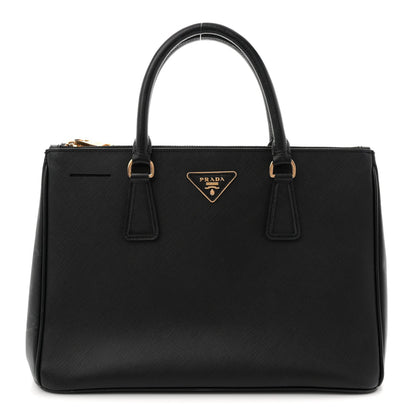 Saffiano Medium Galleria Double Zip Tote Black
