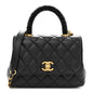 Calfskin Crystal Quilted Extra Mini Coco Handle Flap Black