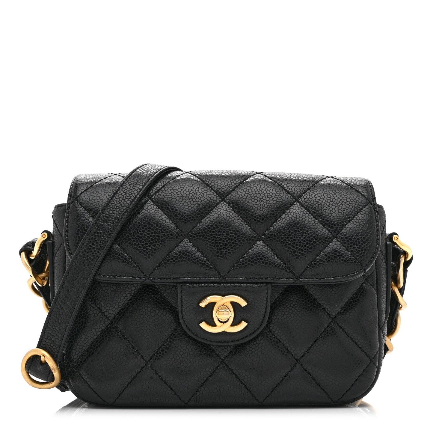 Caviar Quilted Mini Chain Flap Black