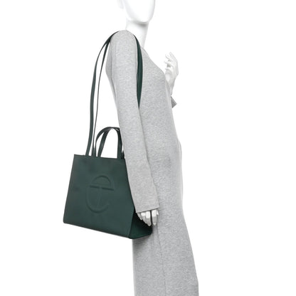 Vegan Leather Medium Shopping Bag Dark Olive