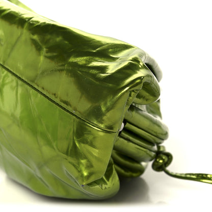 Metallic Crushed Calfskin The Mini Pouch Chlorophyll