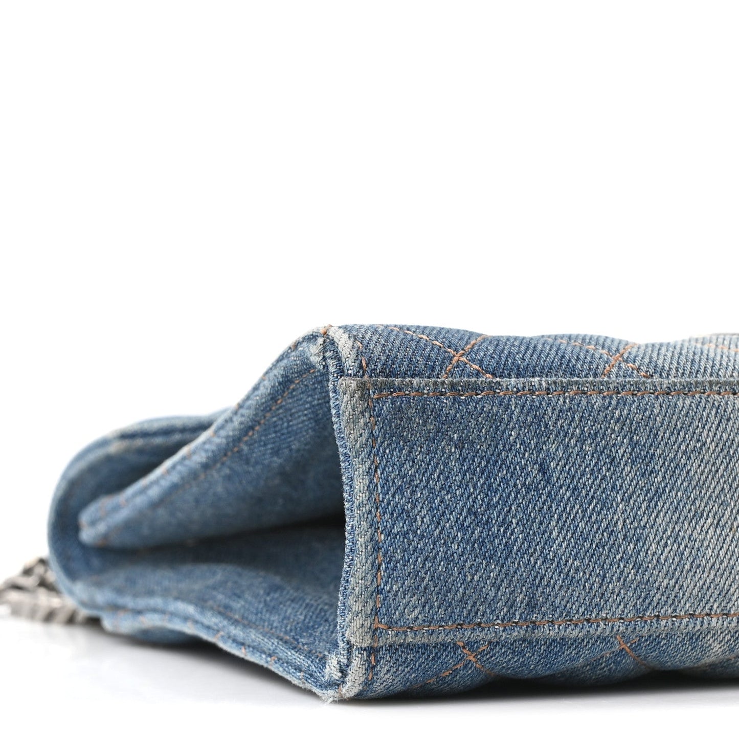 Denim Mixed Matelasse Triquilt Medium Monogram Envelope Satchel Blue