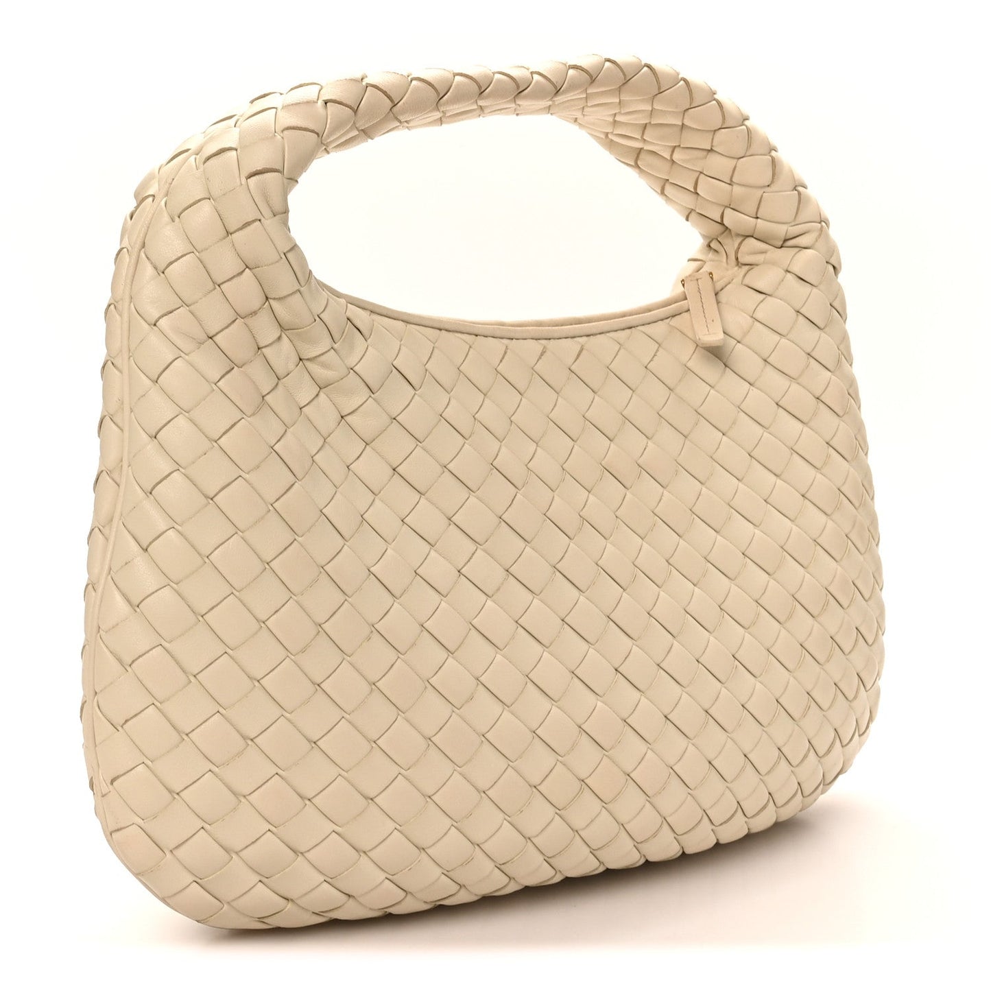 Supple Nappa Intrecciato Padded Small Veneta Hobo Sea Salt