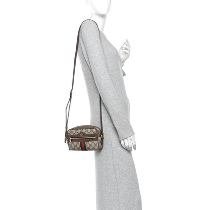 GG Supreme Monogram Web Mini Ophidia Shoulder Bag Brown
