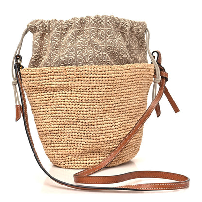 Calfskin Raffia Anagram Paulas Ibiza Pochette Bag Natural Tan