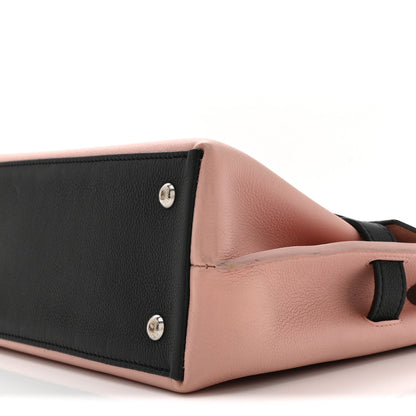Soft Calfskin Embroidered Lockme Ever BB Rose Pink Snow White Black