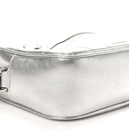 Metallic Sakai Be Green Calfskin Diagonal Stitched Small Blondie Shoulder Bag Silver