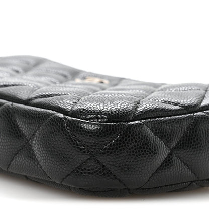 Caviar Quilted Small Clutch With Chain Black