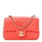 Lambskin Chevron Quilted Mini Rectangular Flap Red