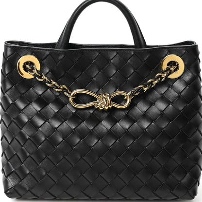Nappa Intrecciato Small Andiamo With Chain Shoulder Bag Black