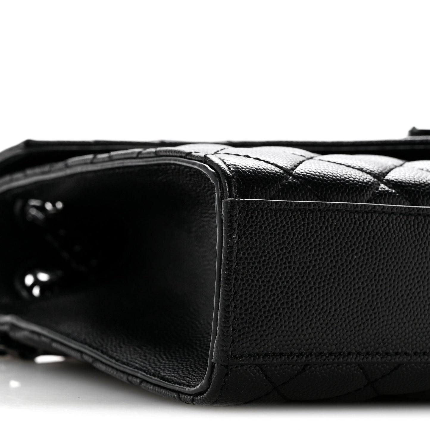 Grain De Poudre Textured Mixed Matelasse Triquilt Medium Monogram Monochrome Satchel Black