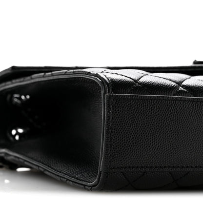 Grain De Poudre Textured Mixed Matelasse Triquilt Medium Monogram Monochrome Satchel Black