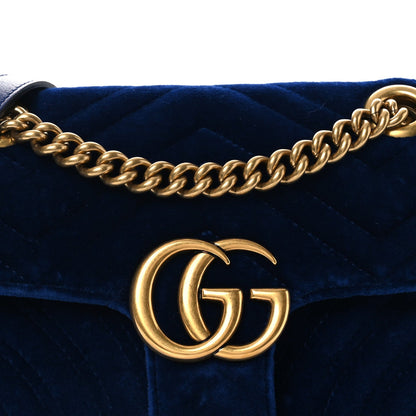 Velvet Matelasse Mini GG Marmont Shoulder Bag Cobalt Blue