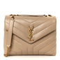 Calfskin Y Quilted Monogram Small Loulou Chain Satchel Dark Beige