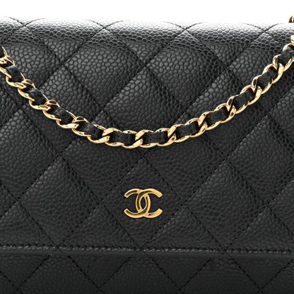 Caviar Quilted Wallet On Chain WOC Black