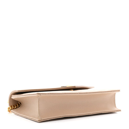 Grain De Poudre Matelasse Chevron Monogram Envelope Chain Wallet Dark Beige