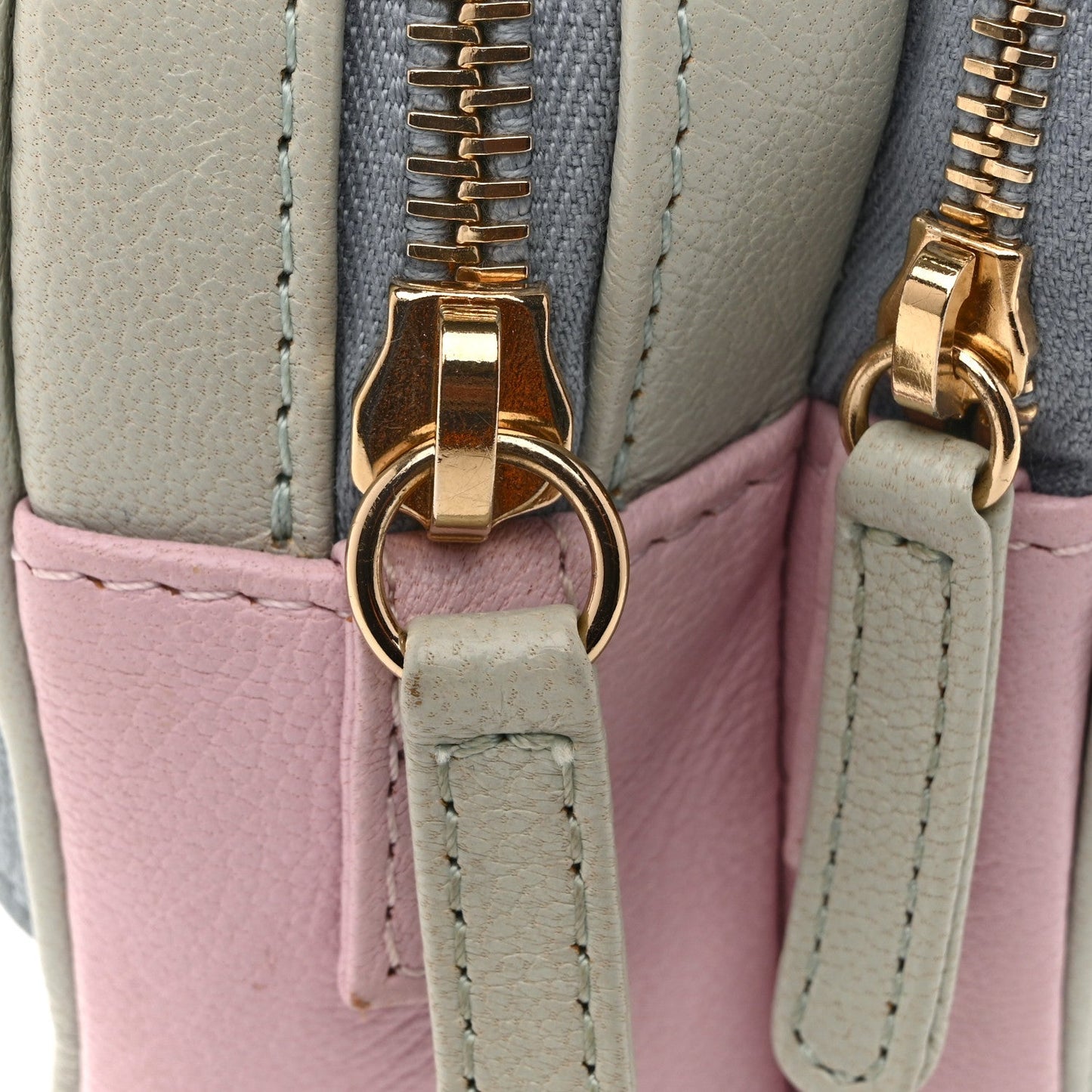 Goatskin Quilted Waist Bag Green Blue Pink