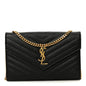 Grain De Poudre Matelasse Chevron Monogram Chain Wallet Black