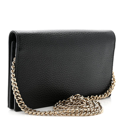 Dollar Calfskin Medium Betty Chain Wallet Black