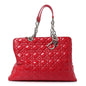 Patent Cannage Large Dior Soft Shopping Tote Red