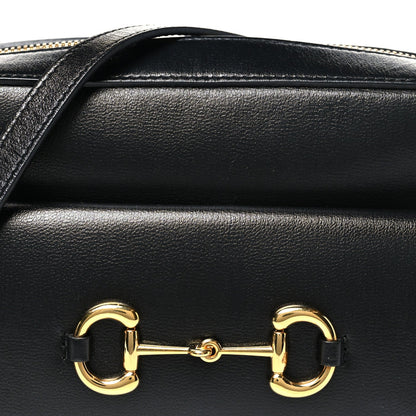 Textured Calfskin Small Horsebit 1955 Shoulder Bag Black