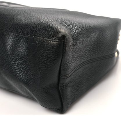 Pebbled Calfskin Medium Soho Chain Shoulder Bag Black