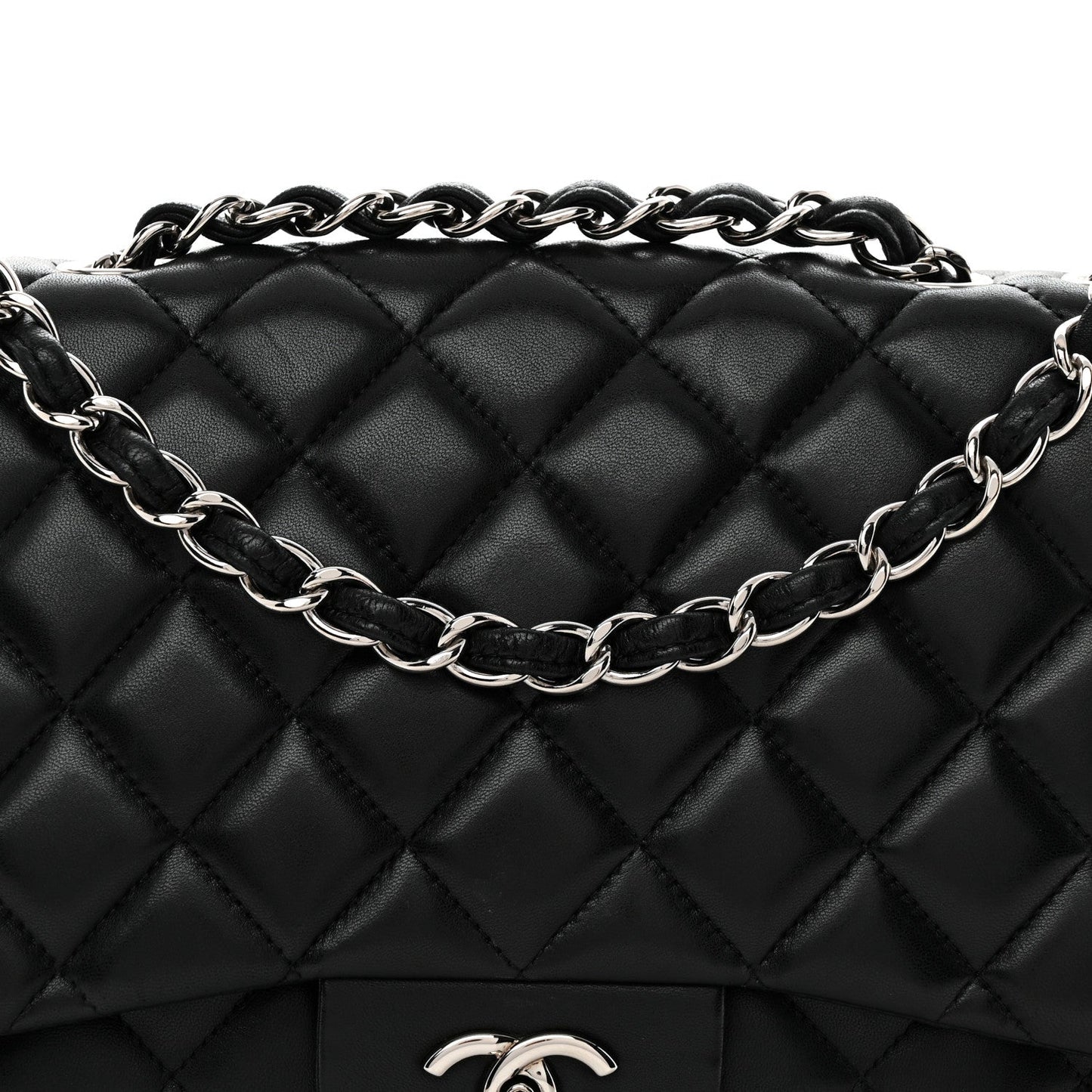 Lambskin Quilted Jumbo Single Flap Black