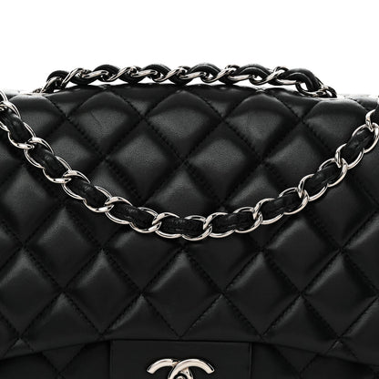Lambskin Quilted Jumbo Single Flap Black
