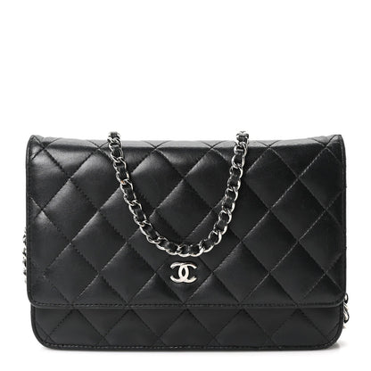 Lambskin Quilted Wallet On Chain WOC Black