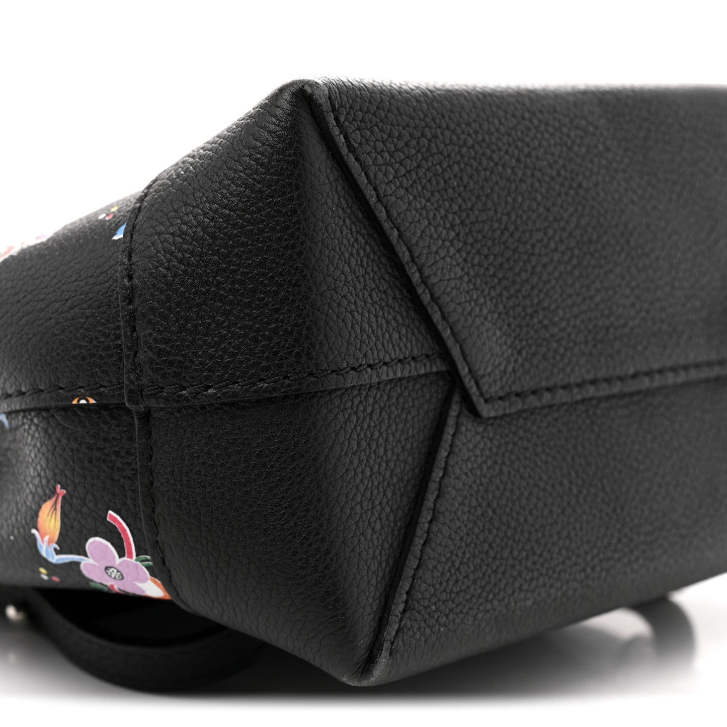 Calfskin Flower Lockme Mini Backpack Black Multicolor