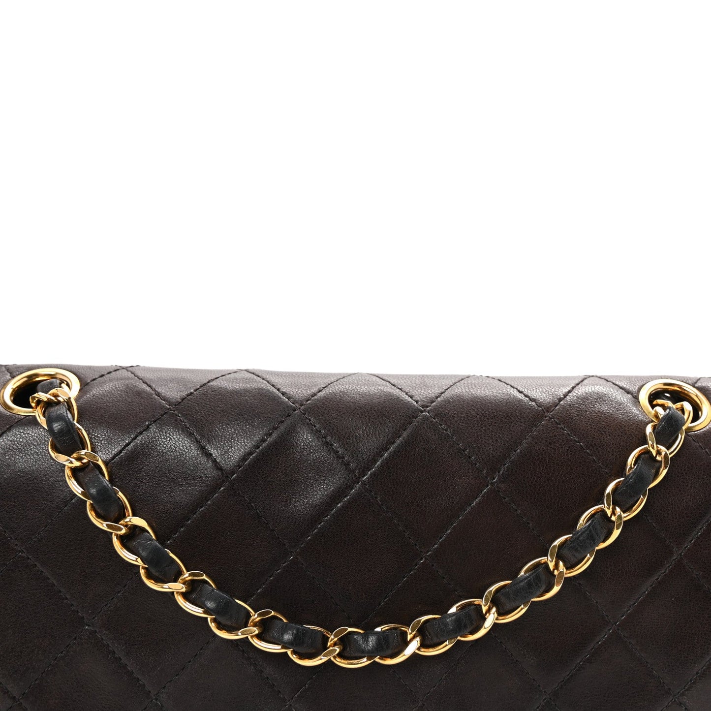 Lambskin Quilted Medium Double Flap Black