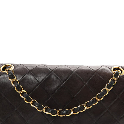 Lambskin Quilted Medium Double Flap Black